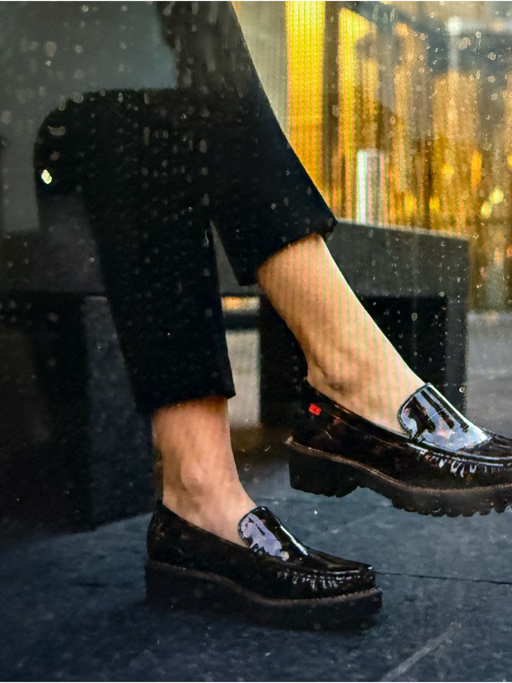 Women’s tortoise shell Patent Leather Lug-Sole Loafers 8.5